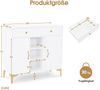 BarberPub Sideboard mit 2 Schubladen, Badezimmerschrank mit 3 Offenen Fächern & 2 Verstellbaren Ablagen, Küchenschrank, Kommode Weiß, Beistellschrank für Nagelstudio, Badschrank, 40x100x95cm, 6647 Bild 3