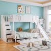 Merax 90x200cm Etagenbett, Kinderbett Mit Fenster, Mit Kinderrutsche, Schubladen mit Rollen, Treppen mit Handlauf, Mit 4 Schließfächer in der Treppe, Weiß Bild 2