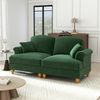 Flieks 2-Sitzer Sofa, Modular Sofa mit 2 Kissen, abnehmbarer Volant, Flared-Armlehnen & Holzbeinen, Chenille, Grün Bild 2