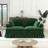 Flieks 2-Sitzer Sofa, Modular Sofa mit 2 Kissen, abnehmbarer Volant, Flared-Armlehnen & Holzbeinen, Chenille, Grün Bild 3