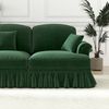 Flieks 2-Sitzer Sofa, Modular Sofa mit 2 Kissen, abnehmbarer Volant, Flared-Armlehnen & Holzbeinen, Chenille, Grün Bild 5