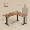 VASAGLE Höhenverstellbarer Schreibtisch elektrisch, L-förmiger Eckschreibtisch, mit Ladestation, Memory-Funktion mit 2 Höhen, Holz vintagebraun-tintenschwarz, 140x160 cm Bild 3