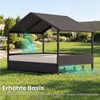 COSTWAY Tierbett, Hundeliege, Hundebett aus Rattan, mit Kissen & Dachschutz Bild 3