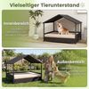 COSTWAY Tierbett, Hundeliege, Hundebett aus Rattan, mit Kissen & Dachschutz Bild 4