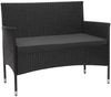 Poly-Rattan Garnitur HWC-F55, Balkon-/Garten-/Lounge-Set Sofa Sitzgruppe ~ schwarz, Kissen dunkelgrau Bild 3