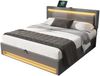 Polsterbett 140×200 cm mit Bettkasten, USB & LED-Beleuchtung, PU-Bezug Grau Bild 5