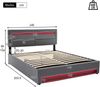 Polsterbett 140×200 cm mit Bettkasten, USB & LED-Beleuchtung, PU-Bezug Grau Bild 4