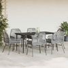 vidaXL 7-tlg. Garten-Essgruppe mit Kissen Grau Poly Rattan Glas 3334482 Bild 3