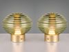 2er SET Retro Akku Tischleuchten mit Glas Lampenschirm Grün, Höhe 14cm Bild 3