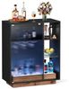 VASAGLE Barschrank mit LED-Beleuchtung, Weinglashalter und geriffelter Glastür, Sideboard für Wohnzimmer, schwarz Bild 2