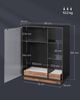 VASAGLE Barschrank mit LED-Beleuchtung, Weinglashalter und geriffelter Glastür, Sideboard für Wohnzimmer, schwarz Bild 5