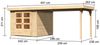 Gartenhaus Askola 3,5 - 242 x 246 cm inkl. Anbaudach 2,80 m mit Lamellenwänden, 19 mm Holz naturbelassen Bild 2