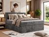 Boxspringbett mit Bettkasten TILION, Bett 200x200 cm mit 7-Zonen-Multipocket-Kern H4, Cord Boxspringbett, Polsterbett, Topper Visco - Grau Cord Bild 1