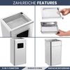 Standaschenbecher für Draußen 45L - Edelstahl 30x24x61cm | Mülleimer mit Aschenbecher Abfalleimer mit Inneneimer Standascher Outdoor, Silber Bild 5