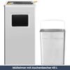 Standaschenbecher für Draußen 45L - Edelstahl 30x24x61cm | Mülleimer mit Aschenbecher Abfalleimer mit Inneneimer Standascher Outdoor, Silber Bild 2