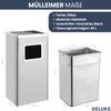 Standaschenbecher für Draußen 45L - Edelstahl 30x24x61cm | Mülleimer mit Aschenbecher Abfalleimer mit Inneneimer Standascher Outdoor, Silber Bild 3