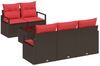 vidaXL Gartensofa-set mit Kissen 6 pcs Beige und Rot Poly-Rattan 3354933 Bild 2