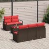 vidaXL Gartensofa-set mit Kissen 6 pcs Beige und Rot Poly-Rattan 3354933 Bild 3