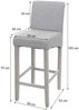 2er-Set Barhocker HWC-C33, Barstuhl Tresenhocker, Holz ~ Schriftzug, grau, dunkle Beine, Stoff/Textil Bild 2