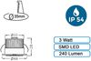 3 Watt LED mini Einbauleuchte Einbaustrahler Spot Gold Warmweiß Schutzart IP54 Bild 4