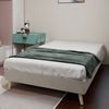 Bettgestell 90x200 cm in Beige – modernes minimalistisches Schlafzimmermöbel aus Stoff und Metall Bild 3