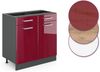 Küchenunterschrank R-Line Rot Hochglanz 80 cm , AP Anthrazit Vicco Bild 5