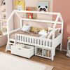 Merax Hausbett Kinderbett Jugendbett 200x90 Mit Schubladen und Ablagefächern Geeignet für Jungen und Mädchen Mit Anti-Drop-Geländer, Weiß (Ohne Matratze) Bild 3