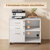 DEVAISE Aktenschrank Rollcontainer mit 3 abschließbaren Schubladen & offenem Fach, (80×40×63 cm) mobiler Aktenschrank auf Rollen, Hängeregistratur Letter Bild 3
