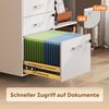 DEVAISE Aktenschrank Rollcontainer mit 3 abschließbaren Schubladen & offenem Fach, (80×40×63 cm) mobiler Aktenschrank auf Rollen, Hängeregistratur Letter Bild 4