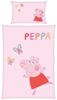 MTOnlinehandel Kinderbettwäsche Peppa Pig 100x135 + 40x60 cm, 100 % Baumwolle, 2 teilig, Babybettwäsche, Wende-Motiv mit Peppa Wutz, Schmetterling, rosa Bild 4