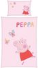 MTOnlinehandel Kinderbettwäsche Peppa Pig 100x135 + 40x60 cm, 100 % Baumwolle, 2 teilig, Babybettwäsche, Wende-Motiv mit Peppa Wutz, Schmetterling, rosa Bild 5