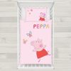 MTOnlinehandel Kinderbettwäsche Peppa Pig 100x135 + 40x60 cm, 100 % Baumwolle, 2 teilig, Babybettwäsche, Wende-Motiv mit Peppa Wutz, Schmetterling, rosa Bild 2
