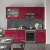 Küchenzeile Fame-Line Bordeaux Hochglanz 240 cm ohne Arbeitsplatte Vicco Bild 4