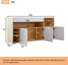 Merax LED Sideboard Breite 140cm, Multifunktionales Sideboard,Kommode, Highboard , Luxuriöses Sideboard für Wohnzimmer, Eckschrank für Flur, Schrank für Schlafzimmer, Weiß und Eiche Bild 4