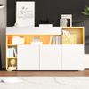 Merax LED Sideboard Breite 140cm, Multifunktionales Sideboard,Kommode, Highboard , Luxuriöses Sideboard für Wohnzimmer, Eckschrank für Flur, Schrank für Schlafzimmer, Weiß und Eiche Bild 2
