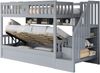 Holzbett 90*200CM, Unterbett hydraulisch, Stauraumtreppe, Regale, Hochbett, Etagenbett, Jugendbett, Grau Bild 5