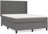 vidaXL Boxspringbett mit Matratze Grau 140x200 cm Kunstleder 3132505 Bild 2