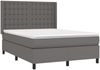 vidaXL Boxspringbett mit Matratze Grau 140x200 cm Kunstleder 3132505 Bild 3