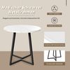 Esszimmer-Set 5-tlg Runder Tisch 80 cm Durchmesser Marmor Spanplatte Mit 4 Samt Stühlen Metallgestell Verstellbare schwarze Beine Bild 3