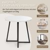 Esszimmer-Set 5-tlg Runder Tisch 80 cm Durchmesser Marmor Spanplatte Mit 4 Samt Stühlen Metallgestell Verstellbare schwarze Beine Bild 2