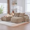 Modulares 3-Sitzer Cordsofa m. 2 Hockern, Getränkehalter, Tasche, Khaki Bild 2