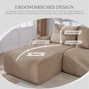 Modulares 3-Sitzer Cordsofa m. 2 Hockern, Getränkehalter, Tasche, Khaki Bild 3