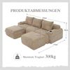 Modulares 3-Sitzer Cordsofa m. 2 Hockern, Getränkehalter, Tasche, Khaki Bild 4