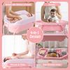 4 in 1 Klappbarer Wickeltisch mit Badewanne Tragbare Wickelkommode mit Wickelauflage Rosa Bild 5