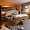 OKWISH Holzbett Stauraumbett, Eiche massiv, mit USB-C im Kopfteil (Funktionsbett, Doppelbett, 1-tlg, LED-Beleuchtung am Bett, inklusive Schubladen, 160×200cm), Lattenrost aus Holz, komfortable Bettanlage(Ohne Matratze) Bild 4