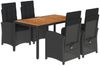 vidaXL 5-tlg. Garten-Essgruppe mit Kissen Schwarz Poly Rattan 3212233 Bild 2