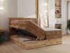 Boxspringbett, Set mit zwei Multipocket-Matratze und Topper, hohe Kopfteil, Eiche Wotan Holzrahmen - WOOD CLASSIC KING - 160 x 200 cm - Orange Cord - H4 Bild 4