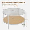 GarveeMore Beistelltisch Runder 2-stöckiger aus Rattan,Boho-Couchtisch für Wohnzimmer und Büro, runder Beistelltisch mit Glasplatte in Wellenform und Metallgestell Bild 4