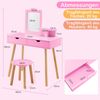 Kinder Schminktisch Set 2 in 1 Frisiertisch Schreibtisch & Hocker mit abnehmbarem Spiegel Hot Pink Bild 2
