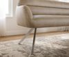 Esszimmerbank Taya-Flex 200 cm Mikrofaser Beige Vintage Kreuzgestell kantig Edelstahl Taschenfederkern Bild 5